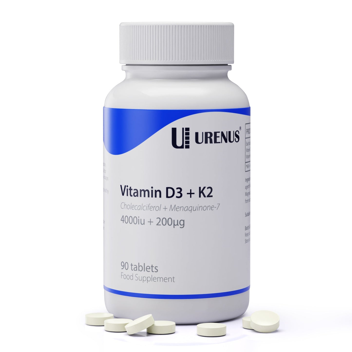 Vitamin D3 + K2 (4000 IU + 200 µg) – 90 Tablets