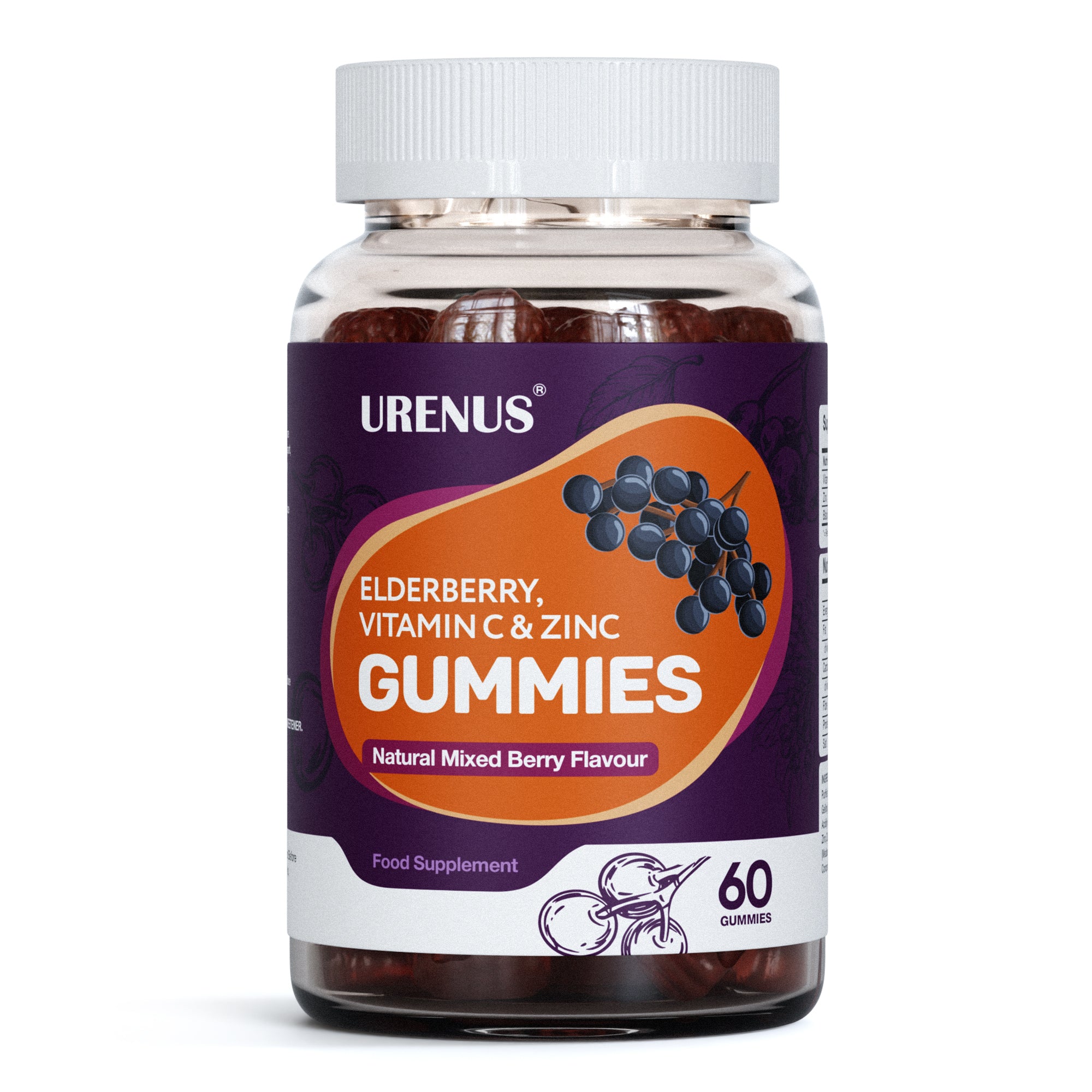 Elderberry, Vitamin C & Zinc Gummies – 60 Gummies