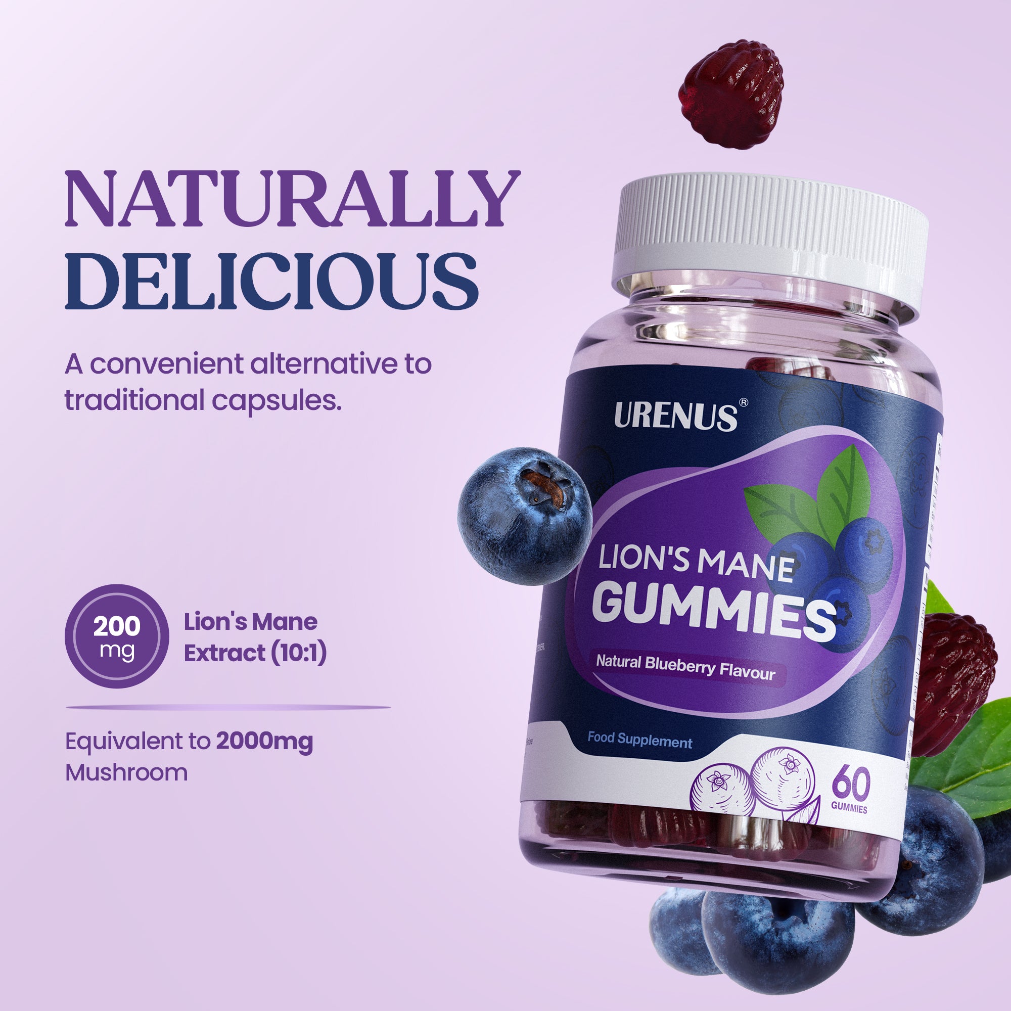 Lion's Mane Gummies with Vitamin B6 – 60 Gummies