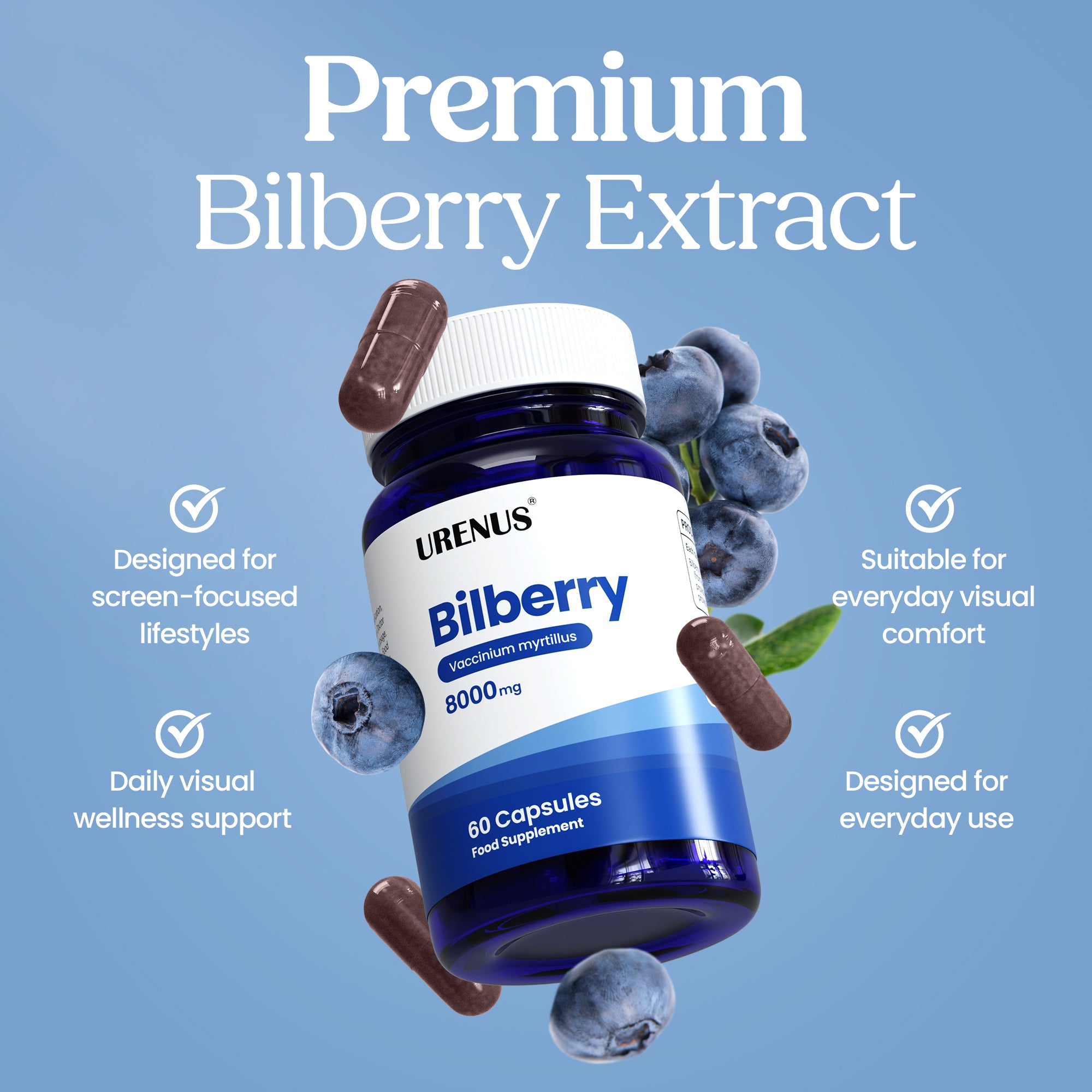 Bilberry 8000mg - 60 Capsules