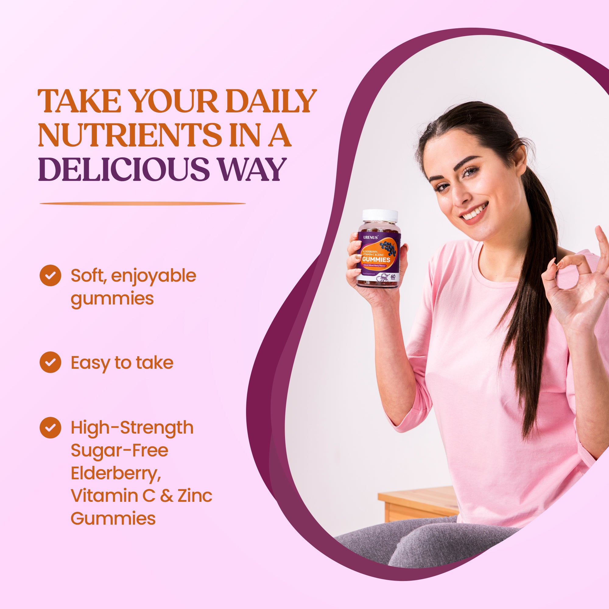 Elderberry, Vitamin C & Zinc Gummies – 60 Gummies