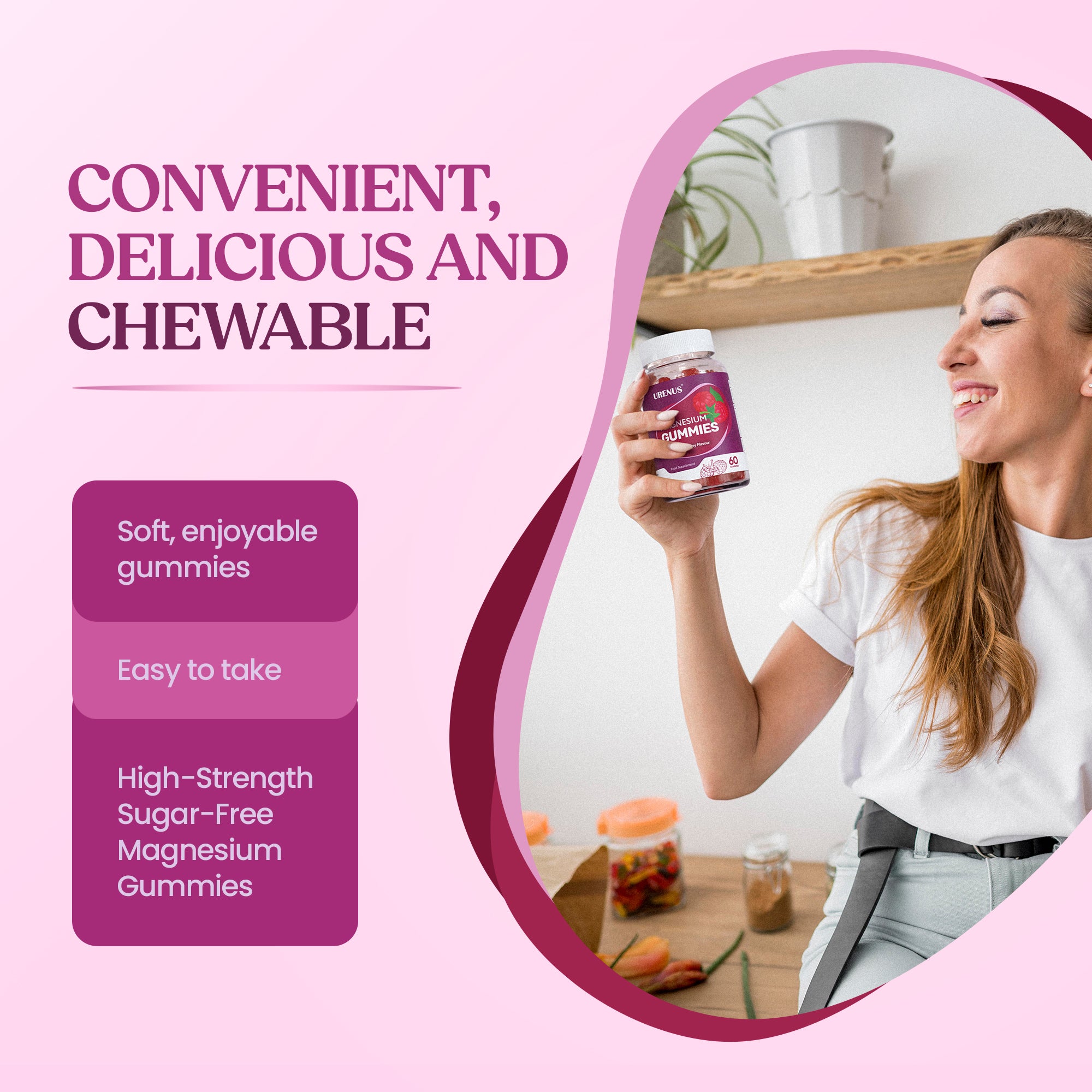 Magnesium Gummies with Zinc & Vitamin B6 – 60 Gummies