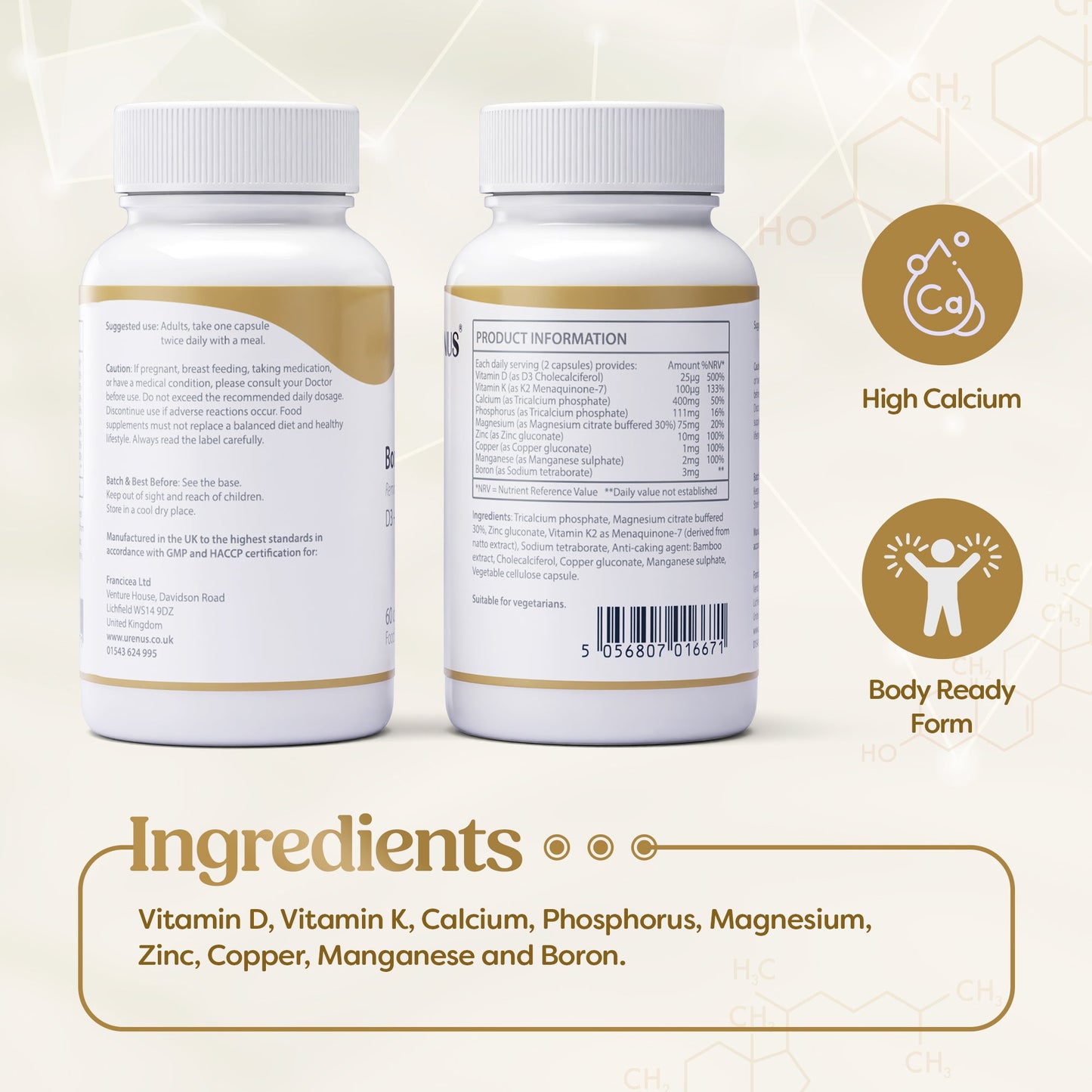 Bone Health – D3 + K2 + Minerals (60 Capsules)